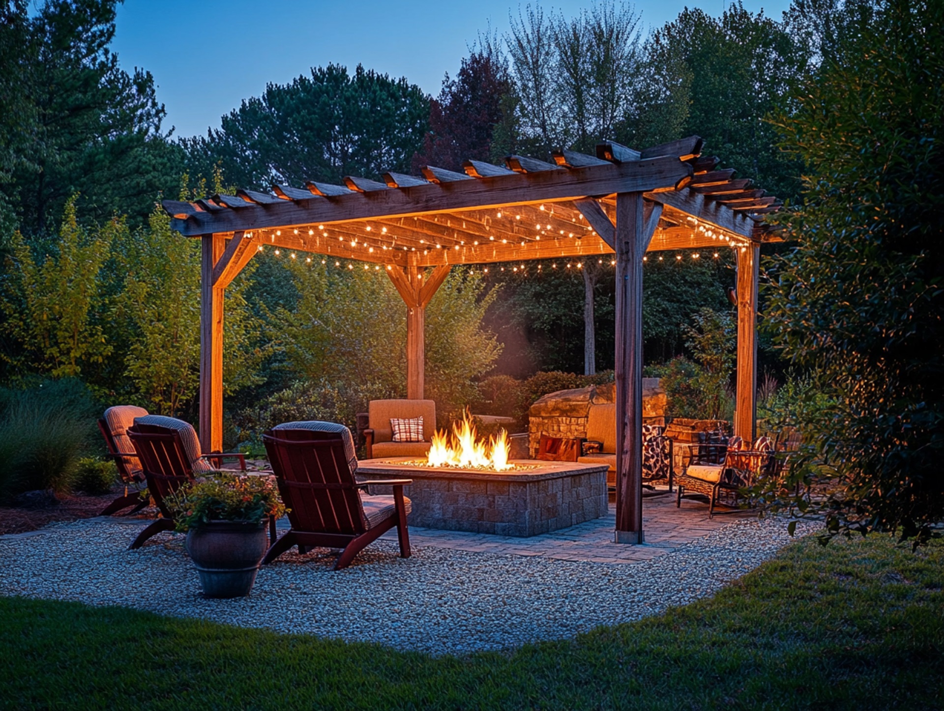 Fire pit spot lights Covered Patios and Pergolas