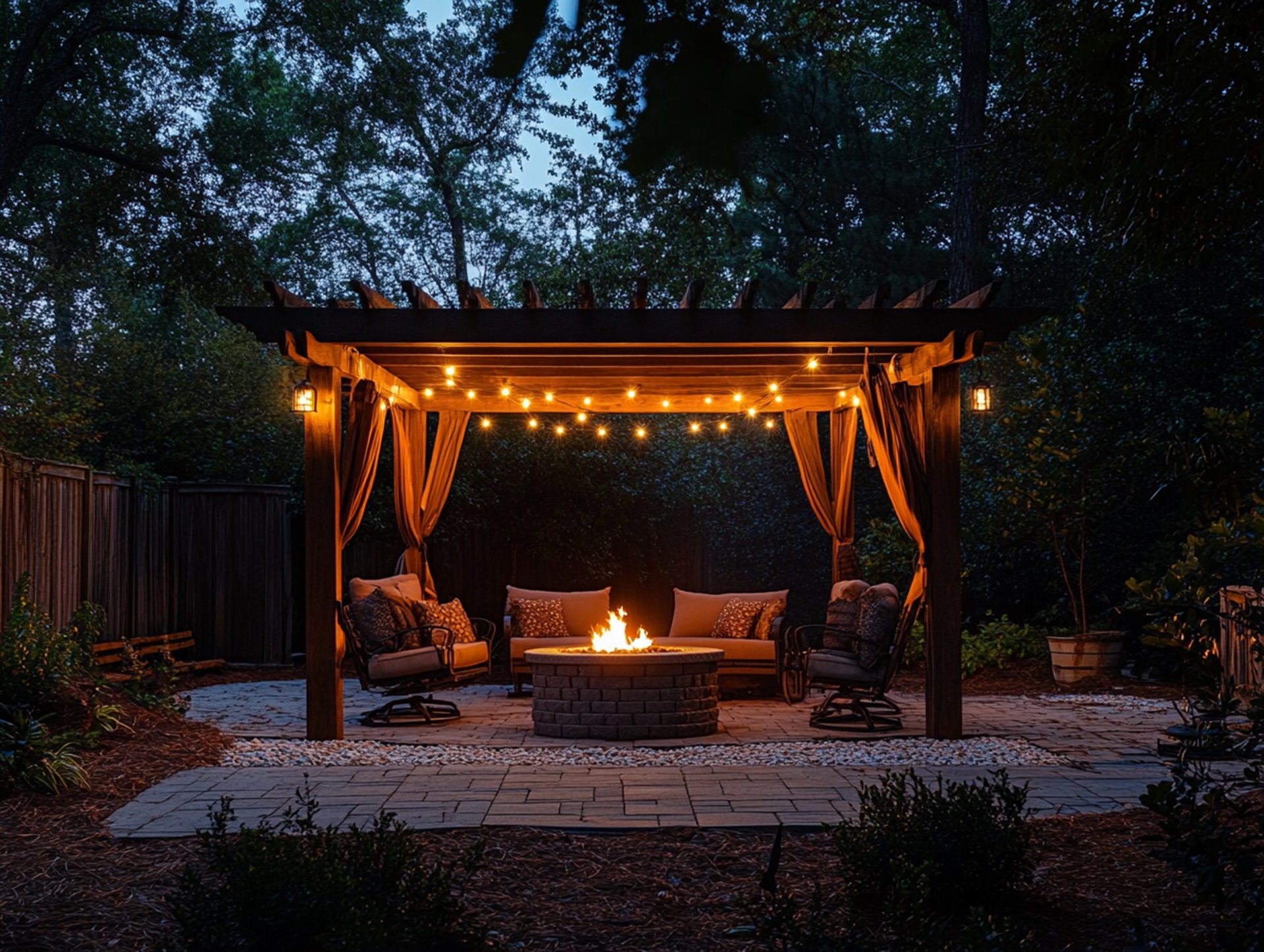 Fire pit spot lights Covered Patios and Pergolas