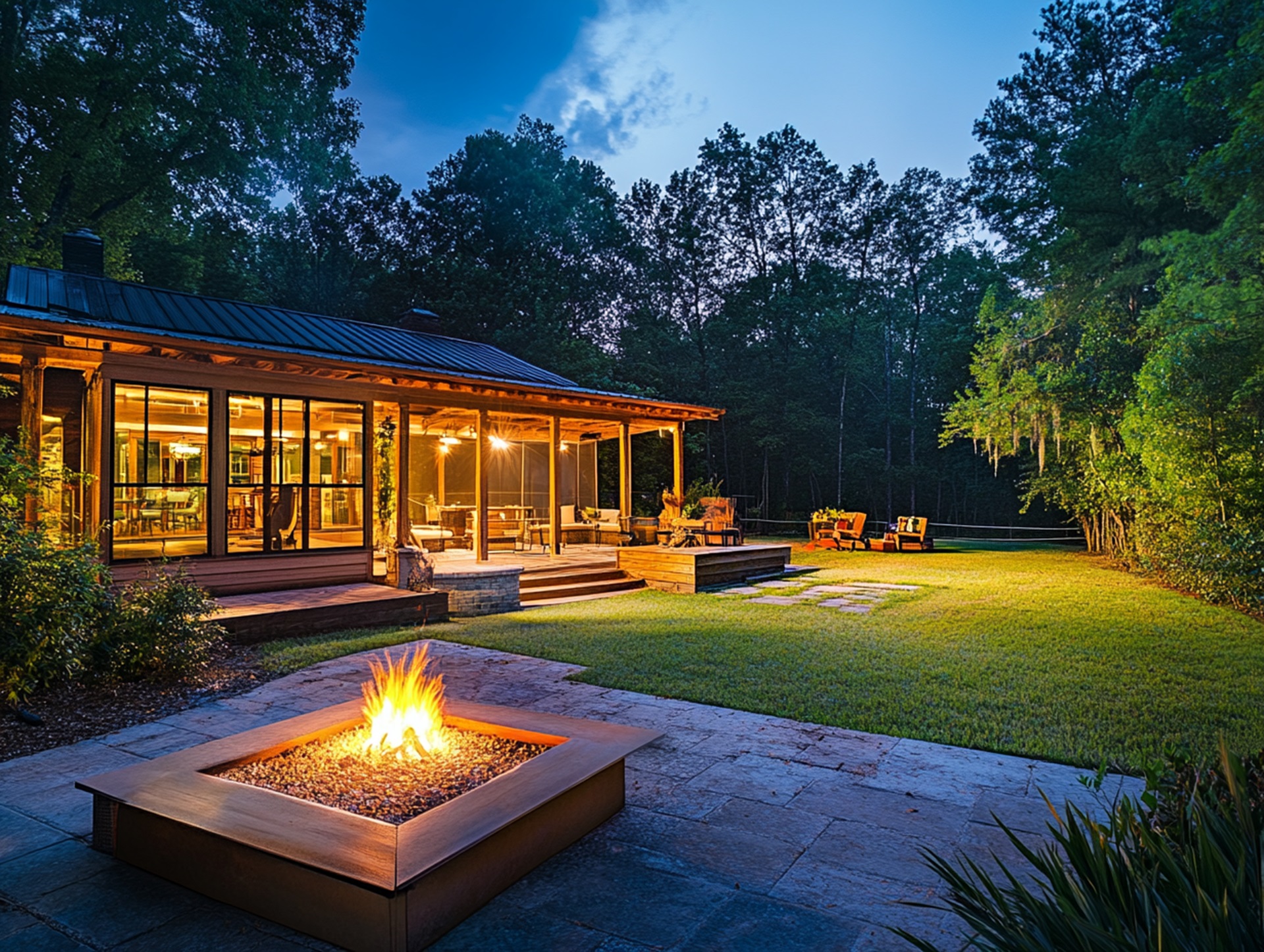 Fire pit spot lights Covered Patios and Pergolas