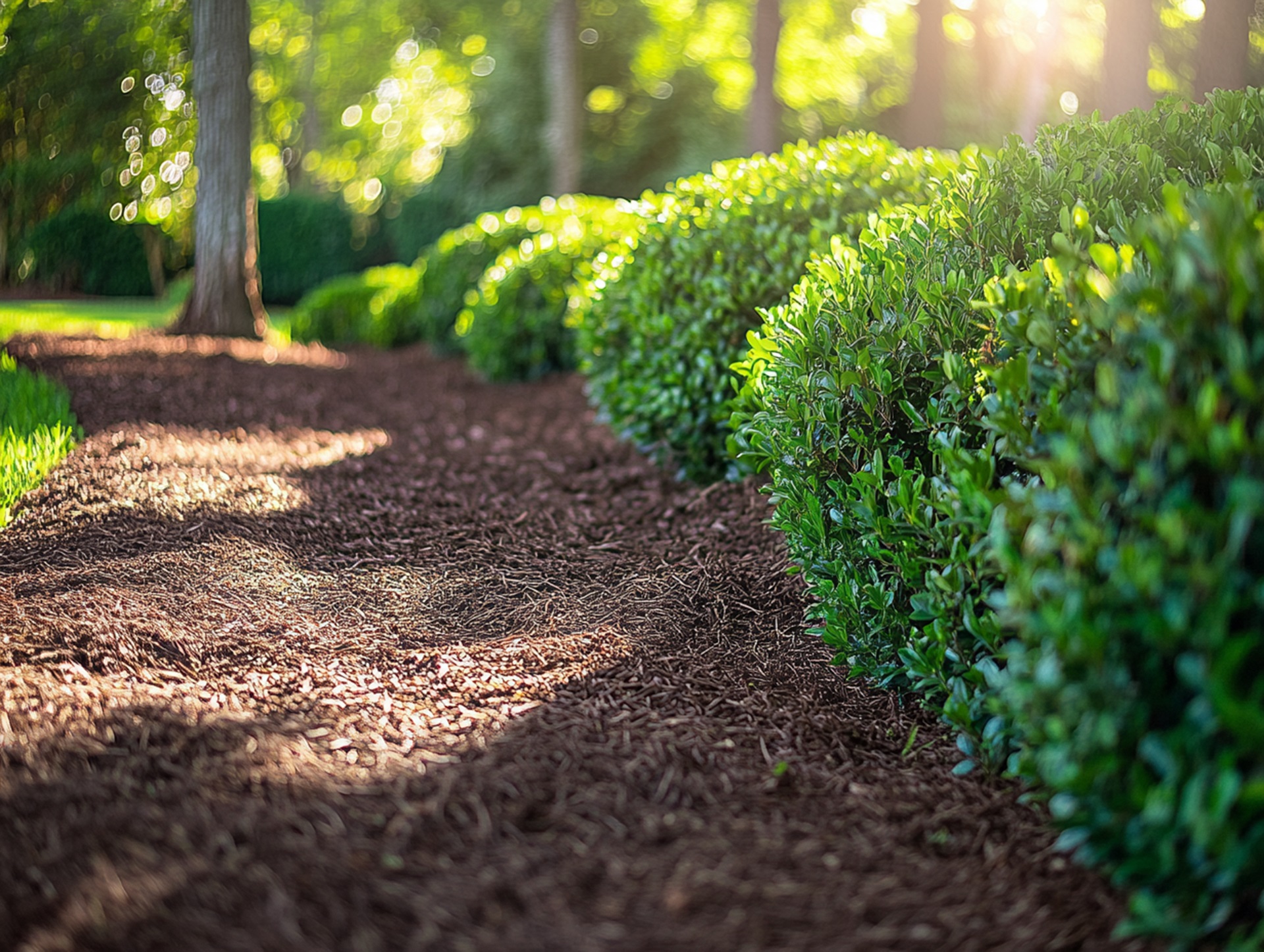 Fresh Mulch and Trimmed Hedges