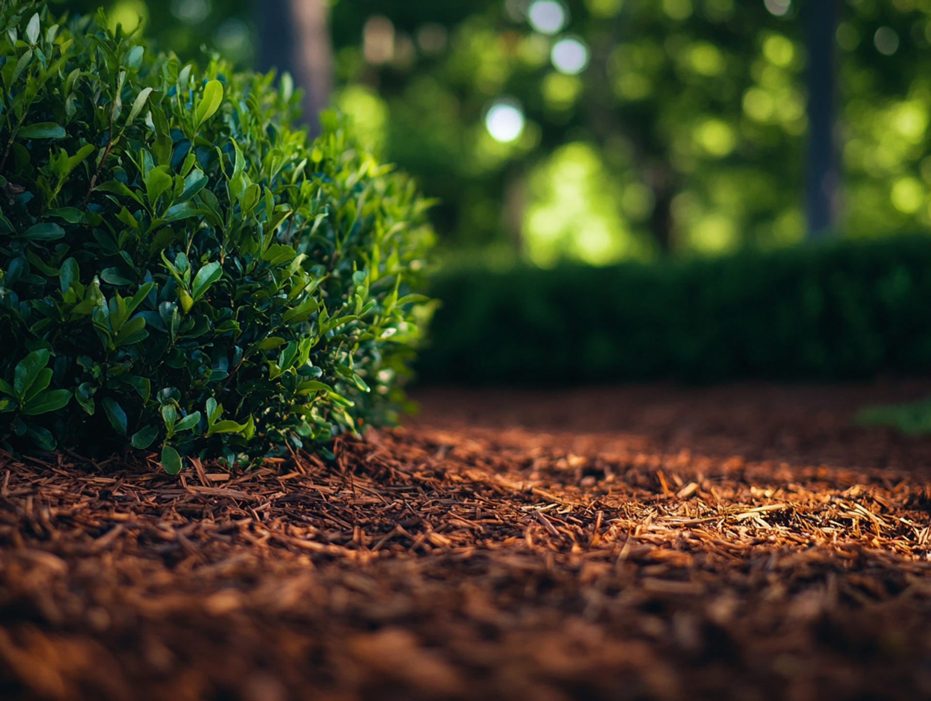 Fresh Mulch and Trimmed Hedges