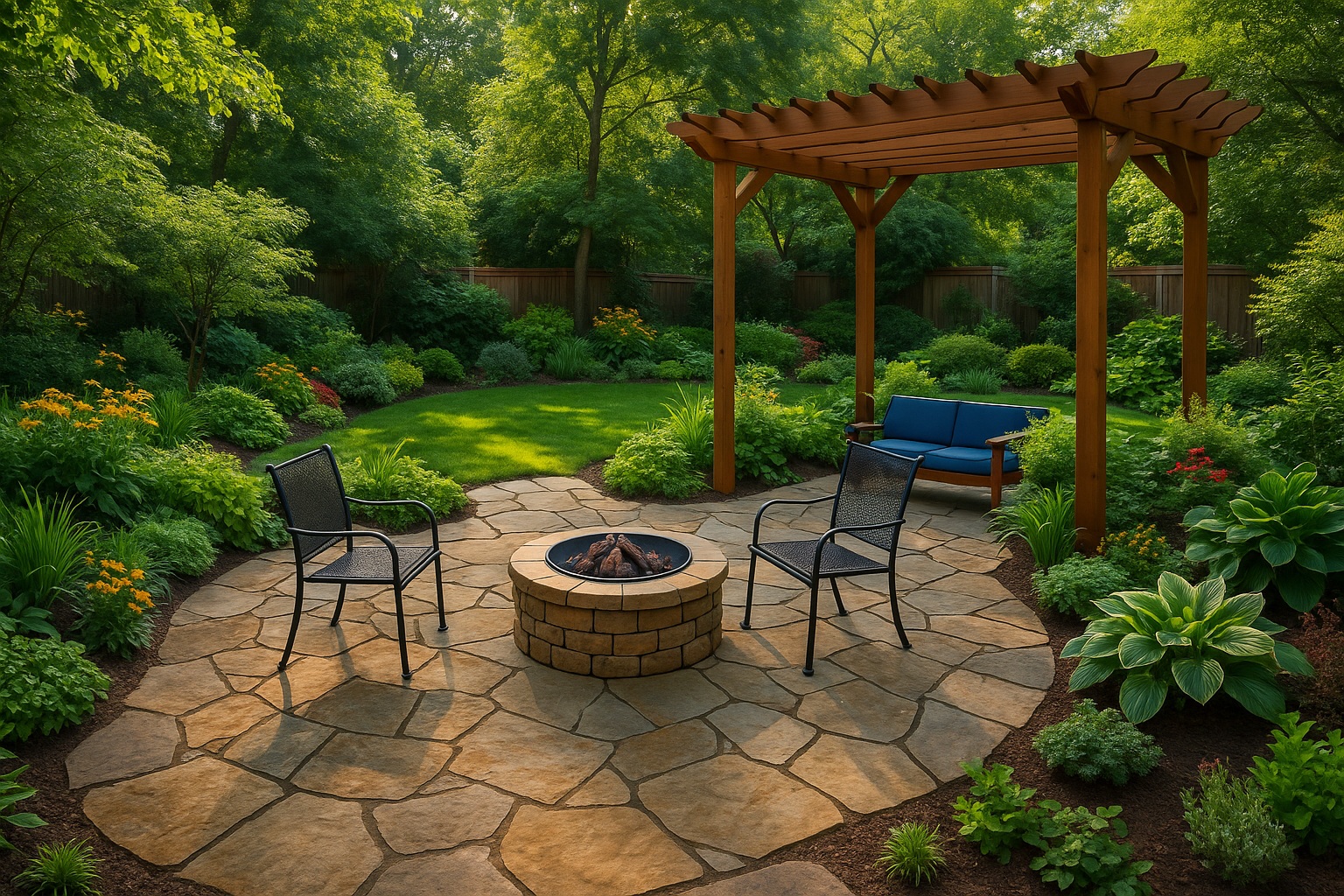 Backyard with Stone Patio