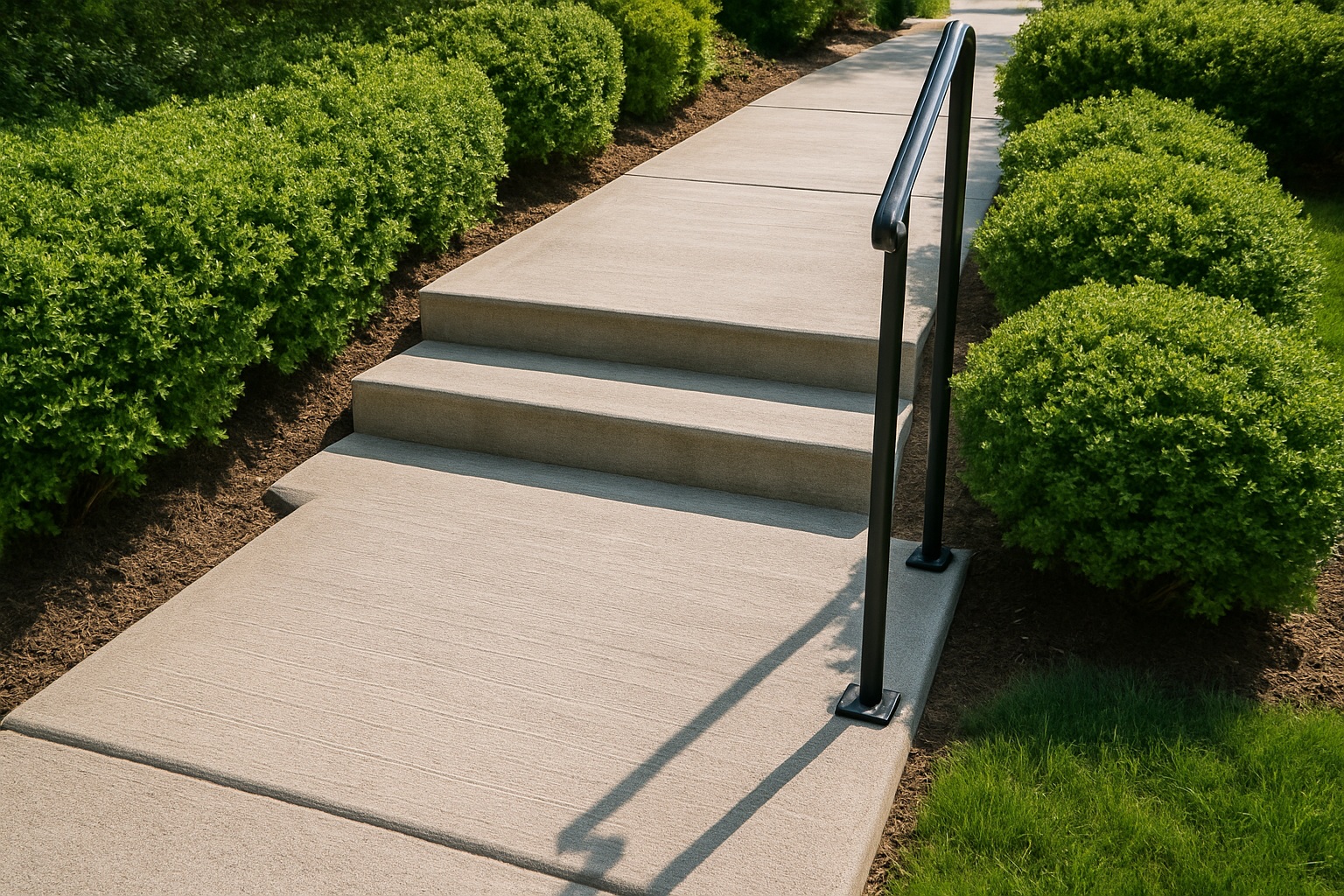 Concrete Walkway with Shrubs