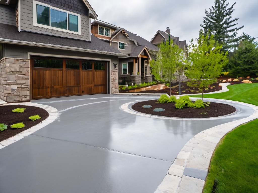 Concrete driveway being poured