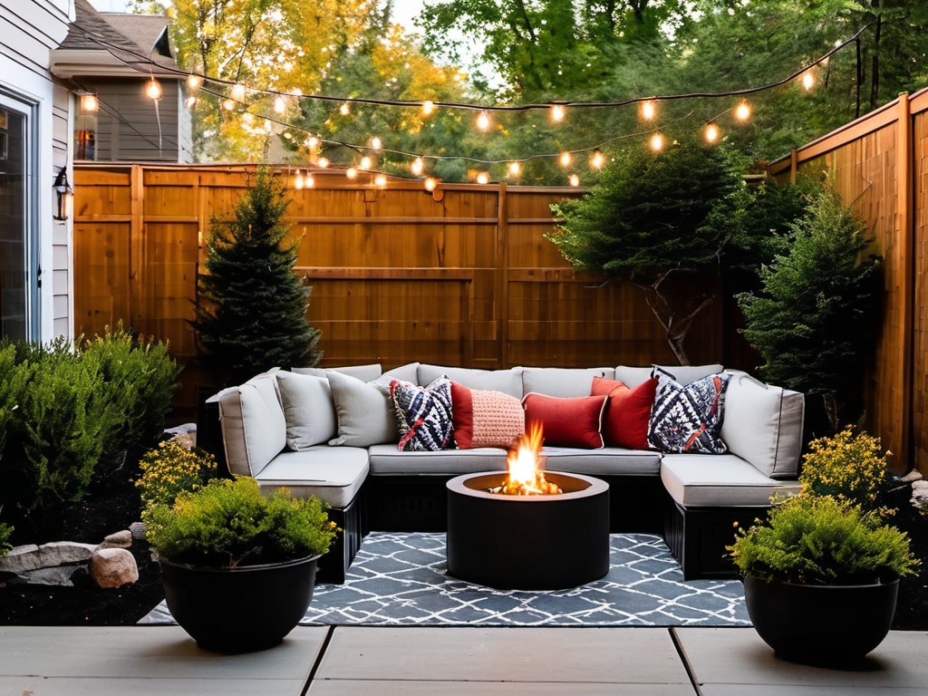 Cozy backyard seating area with fire pit