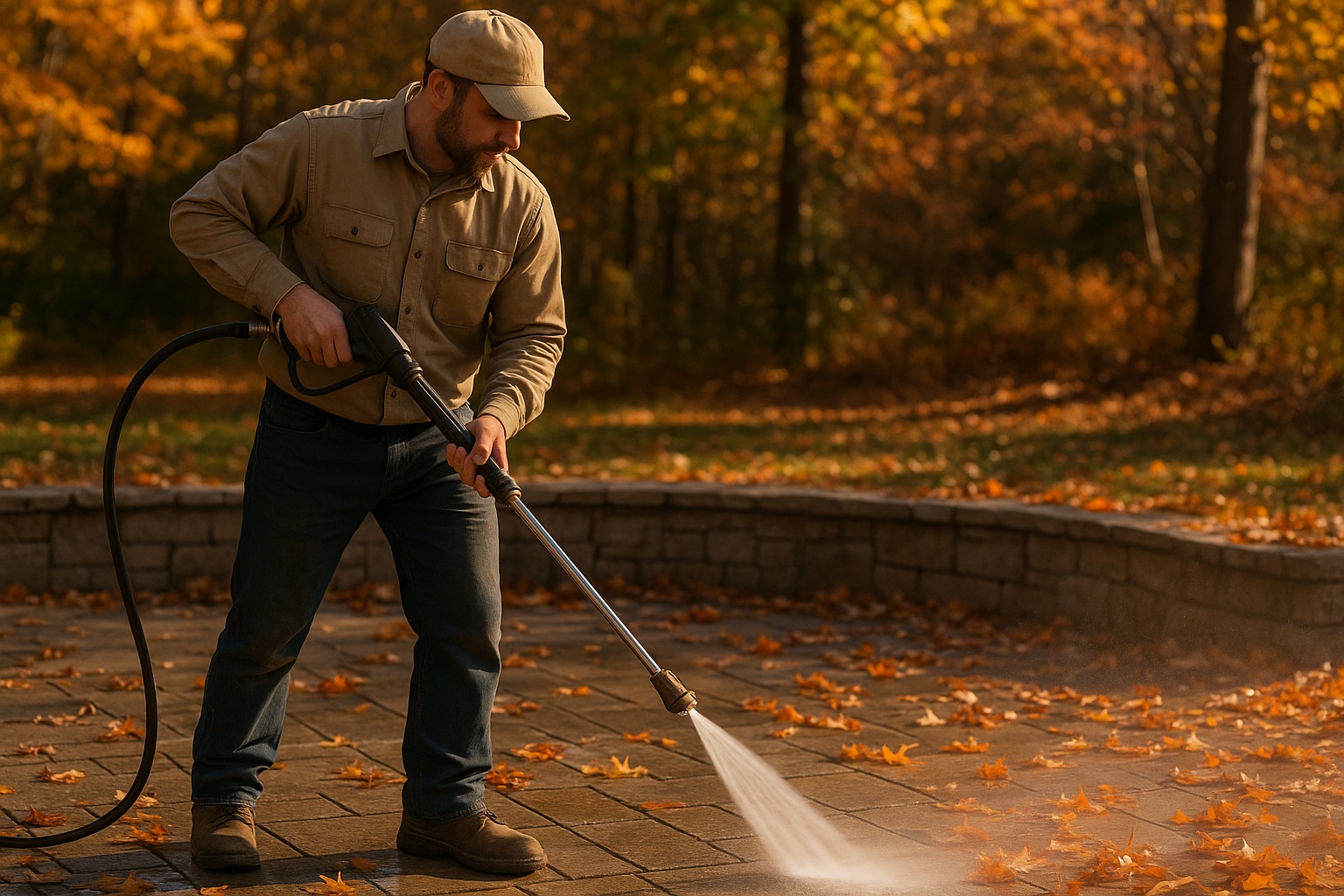 Autumn Stone Patio Cleaning