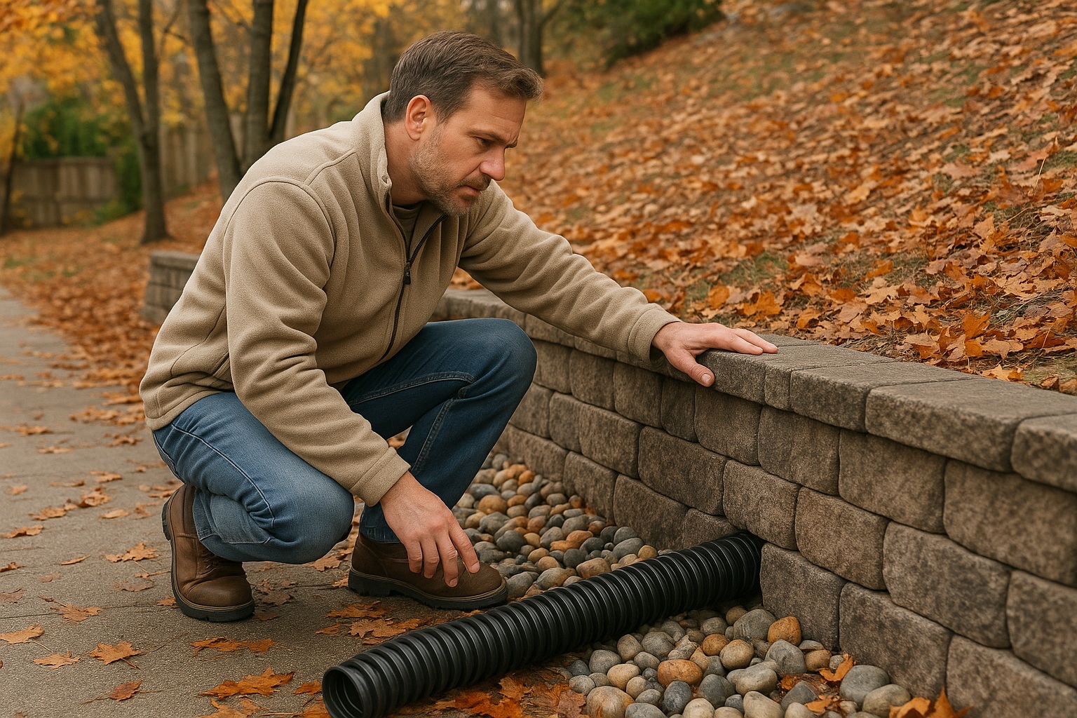 Inspecting Retaining Wall