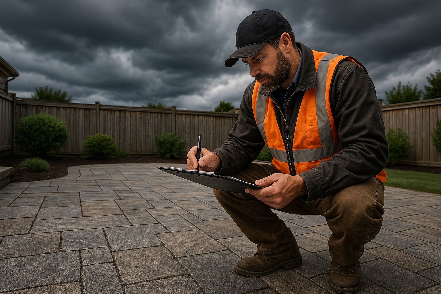 Patio Inspection Amidst Storm