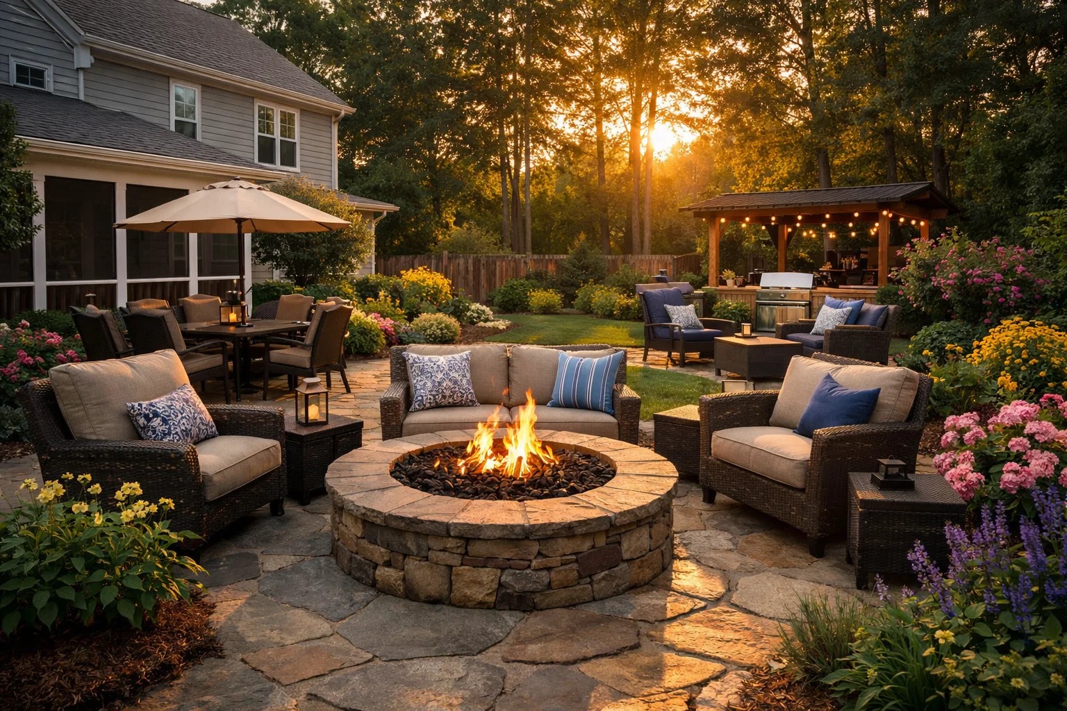 suburban backyard ready for summer