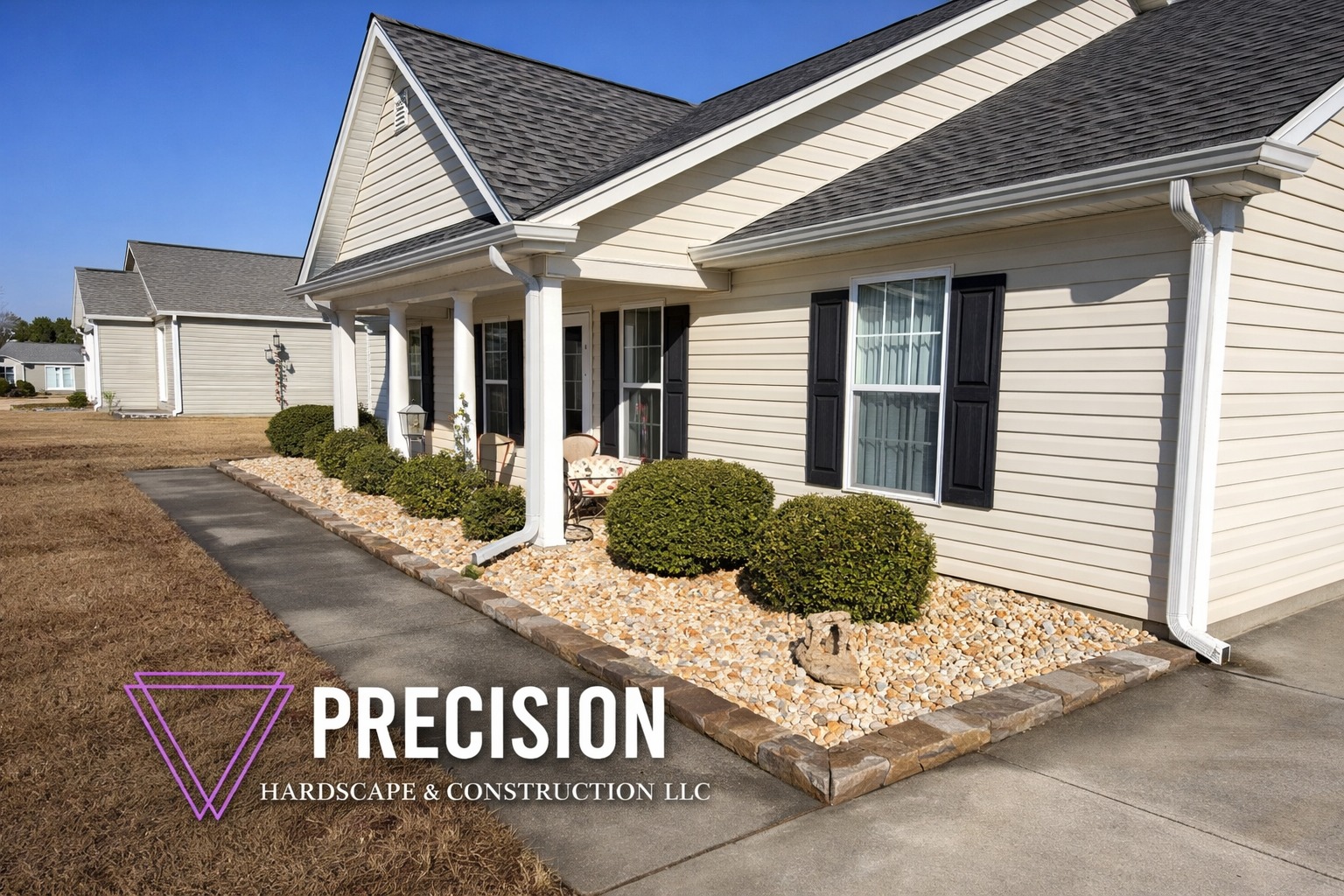 Decorative Rock Drainage Landscaping