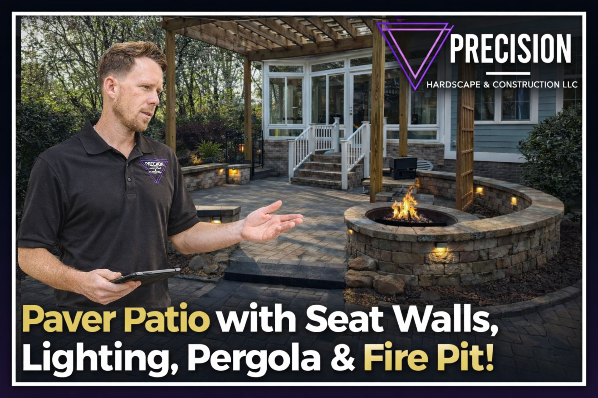 Backyard Paver Patio with Pergola, Seat Walls & Fire Pit — Myrtle Beach Custom Outdoor Living Space Built for the Coast — Myrtle Beach, SC A Backyard Built to Gather: Pavers, Pergola & Fire Pit in Coastal Carolina