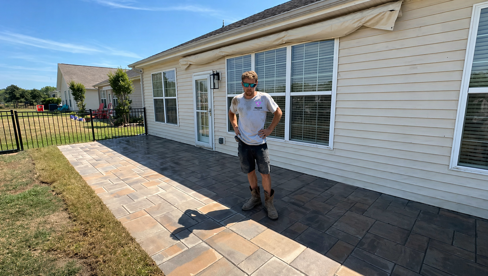 Paver patio installation in Little River SC by Precision Hardscape