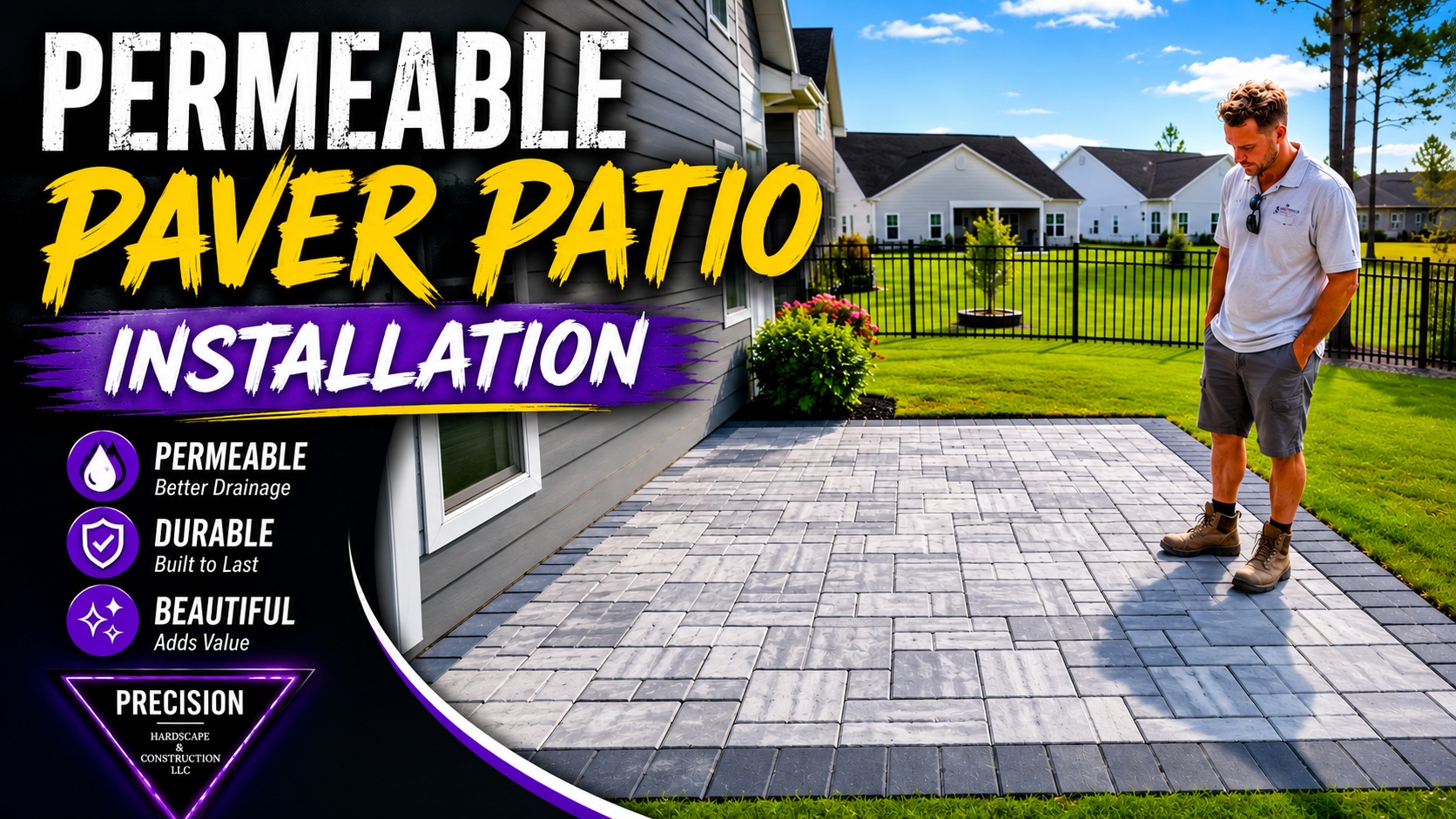 Completed permeable paver patio installation in Sunset Beach NC — Precision Hardscape & Construction